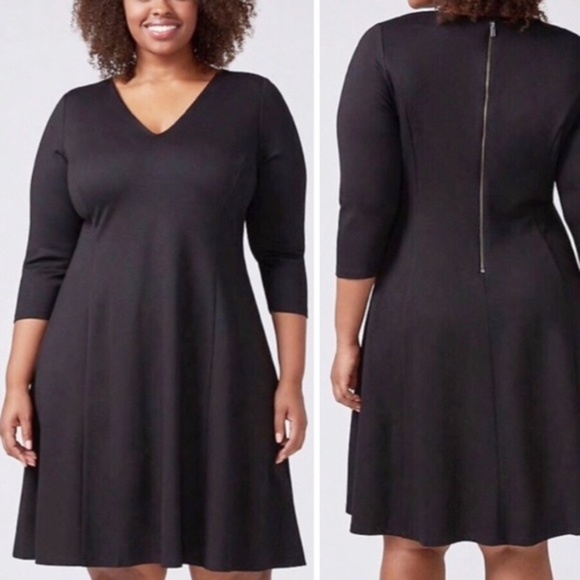 Lane Bryant V-Neck Exposed Back Zip Midi - Picture 2 of 2